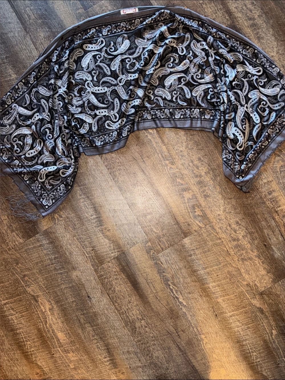 Black & Gray Paisley Lightweight Women's Scarf Top